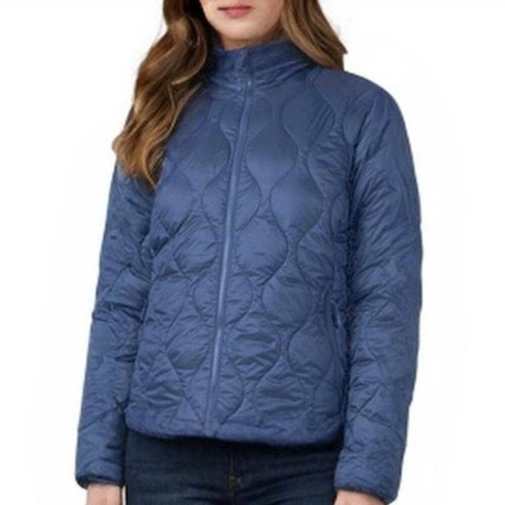 NWOT  32 Degrees Women's Lightweight Down Packable Jacket Blue L *Flaw